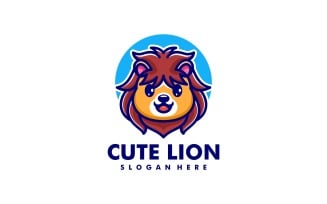 Vector Cute Lion Simple Mascot Logo