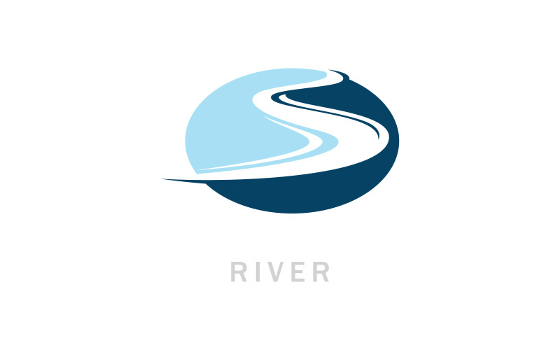 Winding Road River Creek Logo Design Vector Illustration V6 Logo Template