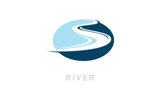 Winding Road River Creek Logo Design Vector Illustration V6
