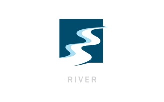 Winding Road River Creek Logo Design Vector Illustration V7