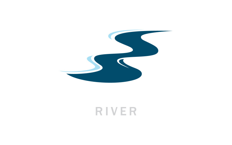 Winding Road River Creek Logo Design Vector Illustration V8 Logo Template