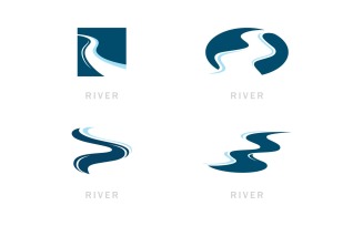 Winding Road River Creek Logo Design Vector Illustration V9