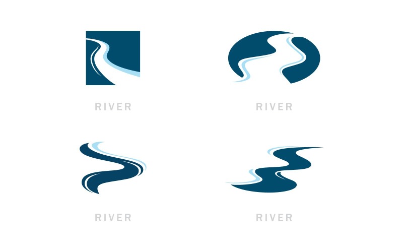 Winding Road River Creek Logo Design Vector Illustration V9 Logo Template