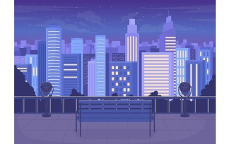 City skyline at night color vector illustration