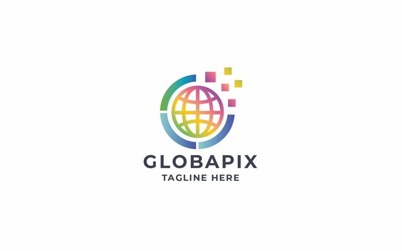 Digital Global Pixel Logo Logo Template