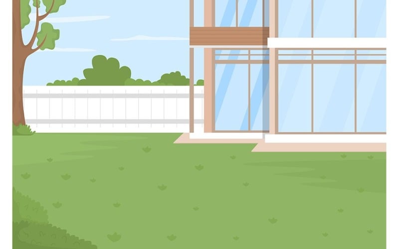 Home backyard flat color vector illustration Illustration