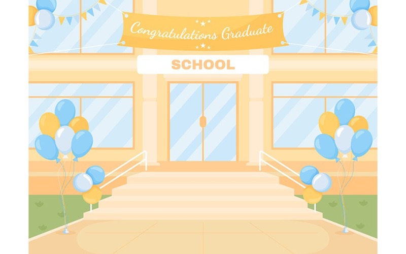 Outdoor graduation ceremony color vector illustration Illustration