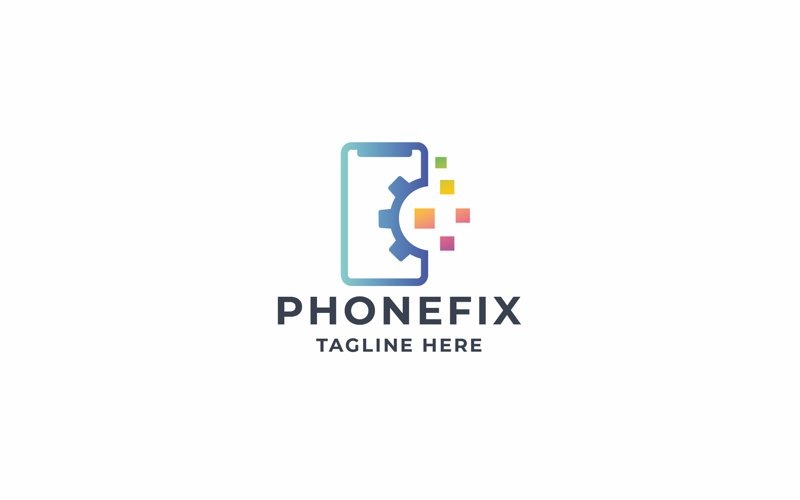 Pixel Phone Tech Fix Logo Logo Template