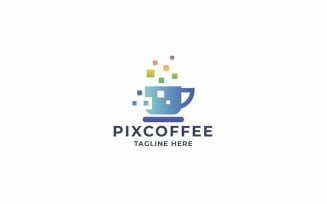 Professional Pixel Coffee Logo