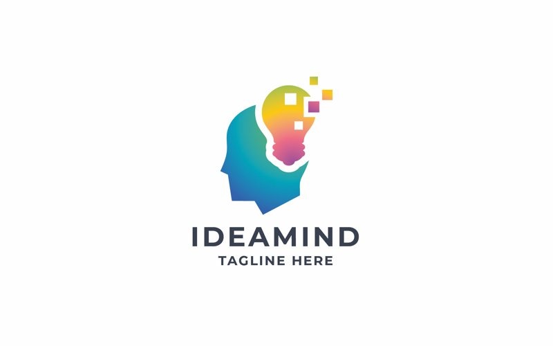 Professional Pixel Idea Mind Logo Logo Template