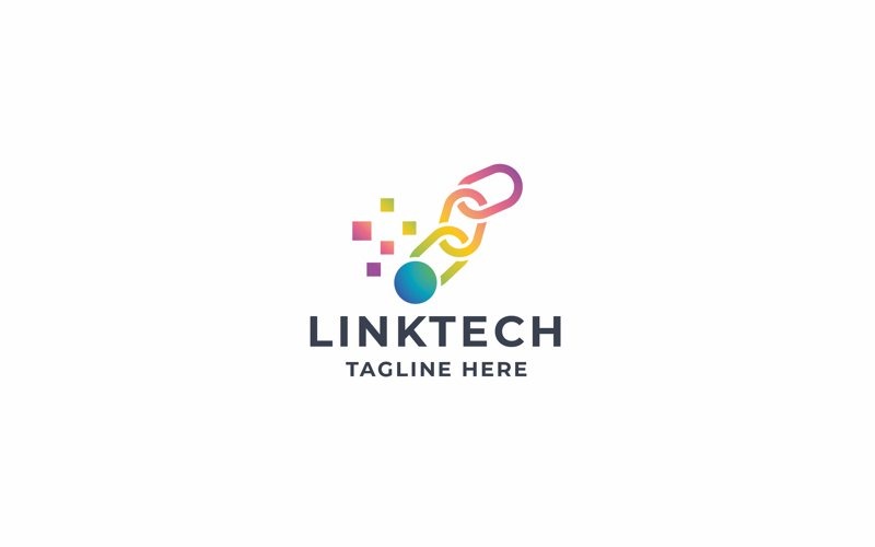 Professional Pixel Link Tech Logo Logo Template