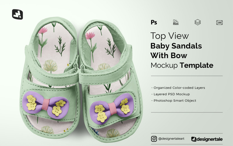 Topview Baby Sandals With Bow Mockup Product Mockup
