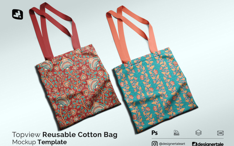 Topview Reusable Cotton Bag Mockup Product Mockup
