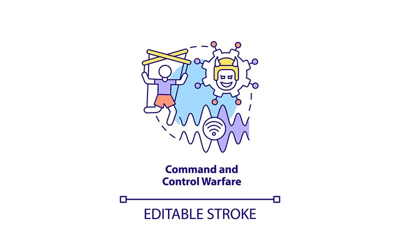 Command and control warfare concept icon Icon Set