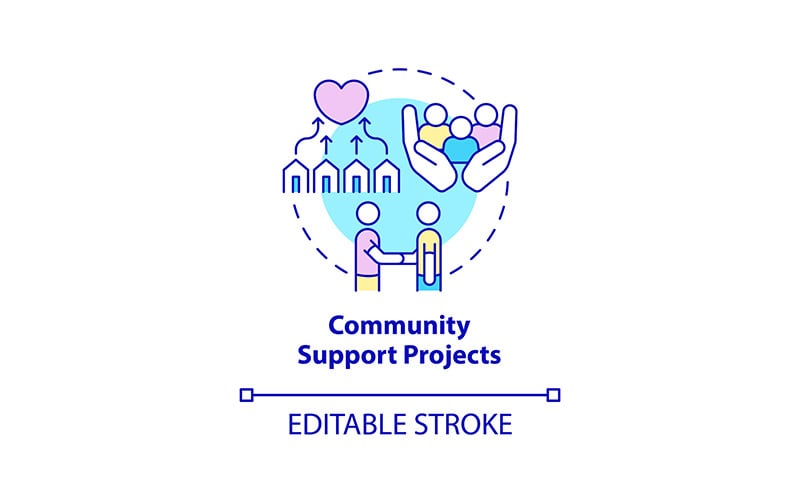 Community support projects concept icon Icon Set