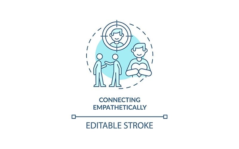 Connecting empathetically turquoise concept icon Icon Set