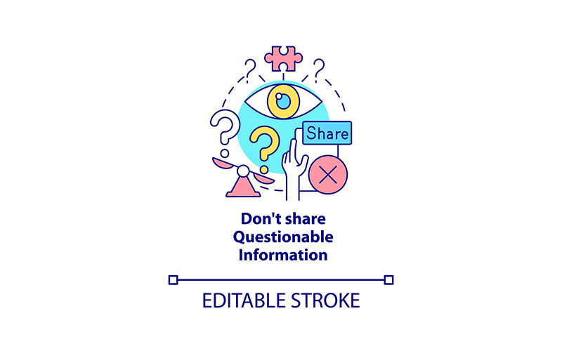 Do not share questionable information concept icon Icon Set