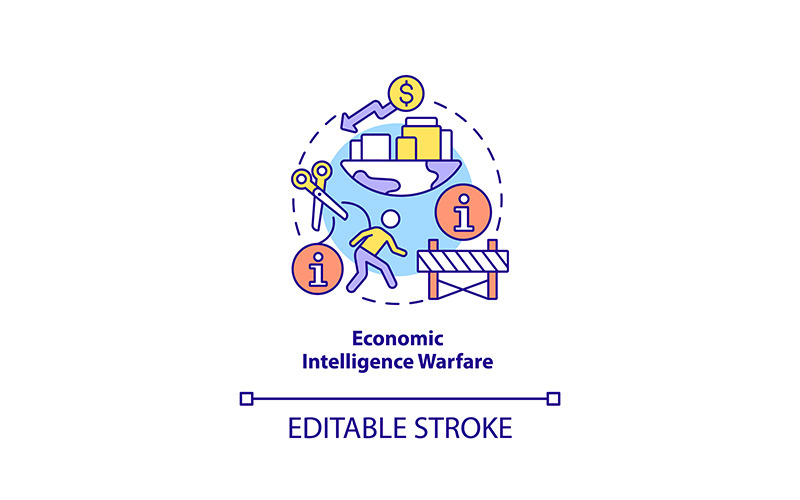 Economic intelligence warfare concept icon Icon Set