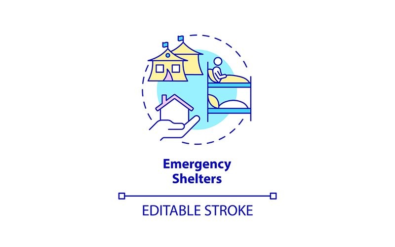 Emergency shelter concept icon Icon Set