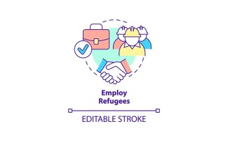 Employ refugees concept icon