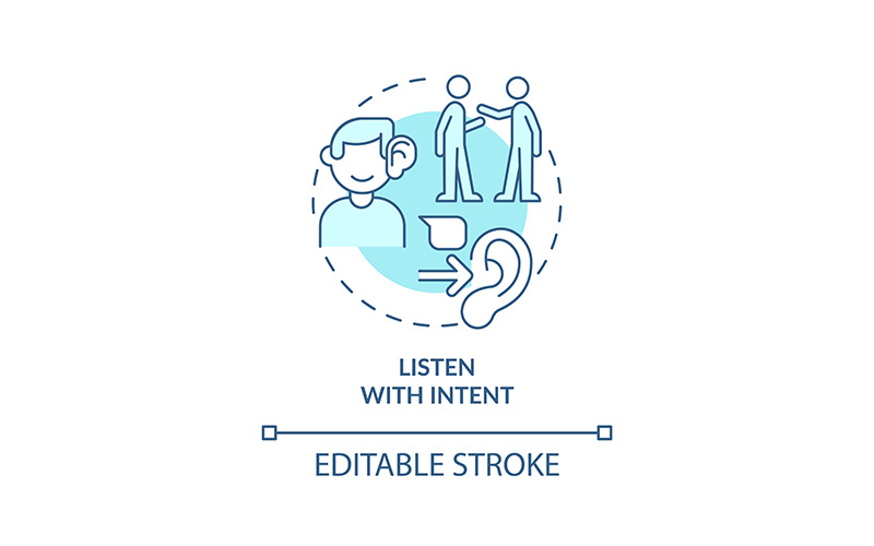 Listen with intent turquoise concept icon Icon Set