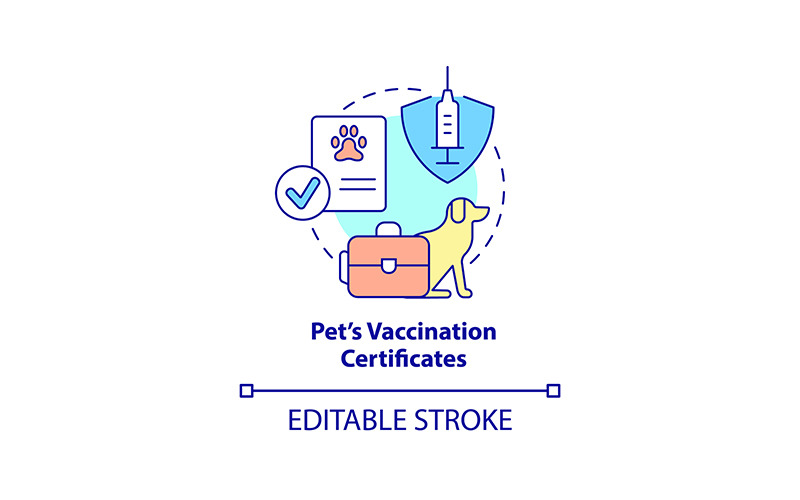 Pets vaccination certificate concept icon Icon Set