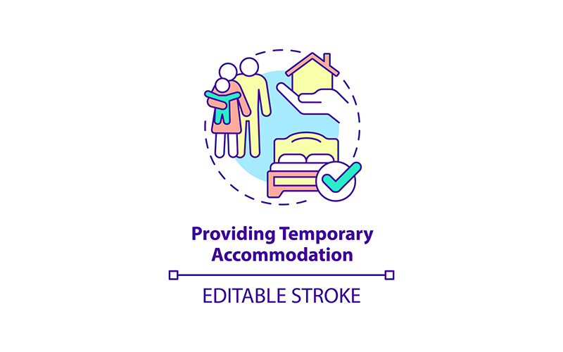 Providing temporary accommodation concept icon Icon Set