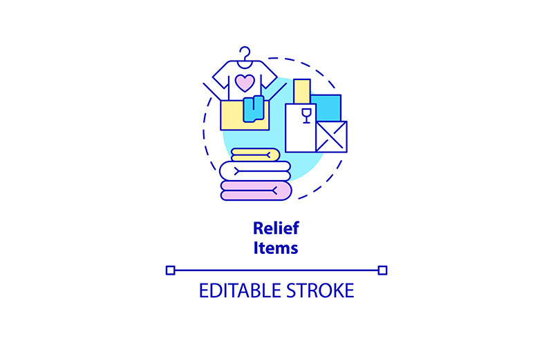 Relief items concept icon Icon Set
