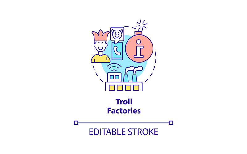 Troll factories concept icon Icon Set