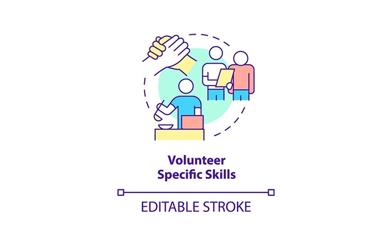 Volunteer specific skills concept icon Icon Set