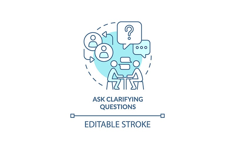 Ask clarifying questions turquoise concept icon Icon Set