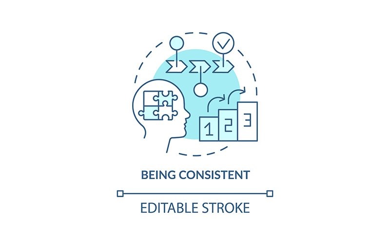 Being consistent turquoise concept icon Icon Set