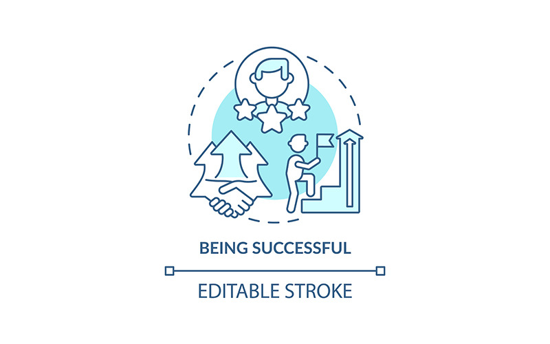 Being successful turquoise concept icon Icon Set