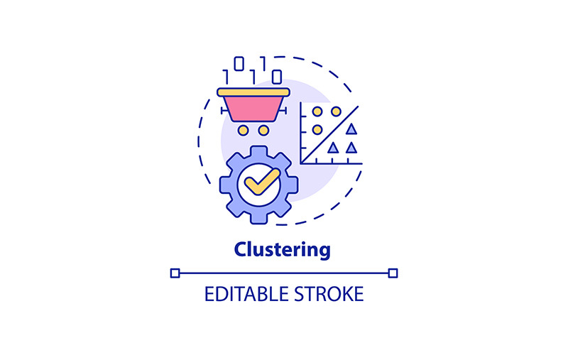 Clustering concept icon editable stroke Icon Set