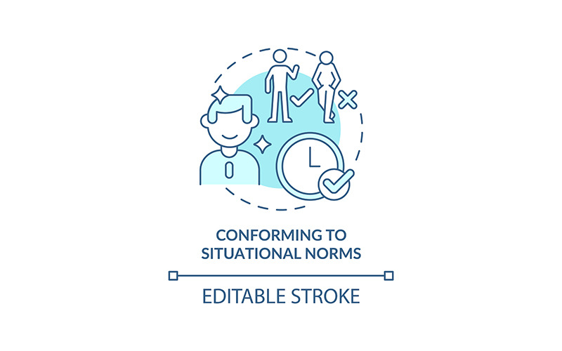 Conforming to situational norms turquoise concept icon Icon Set