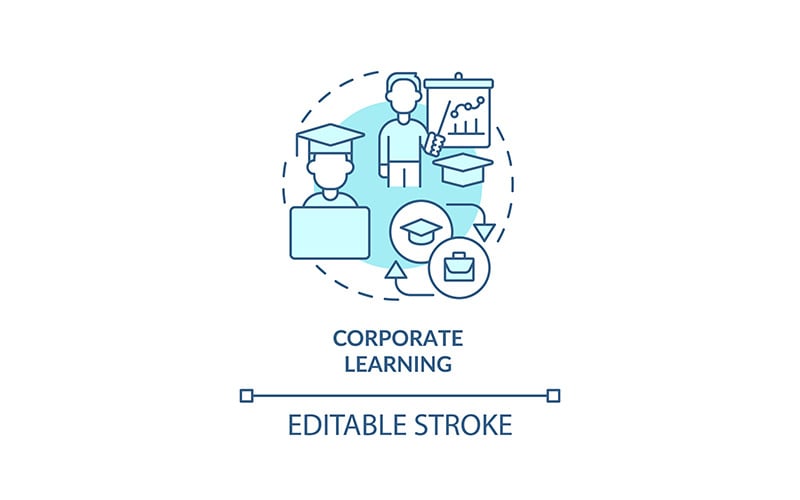Corporate learning turquoise concept icon Icon Set