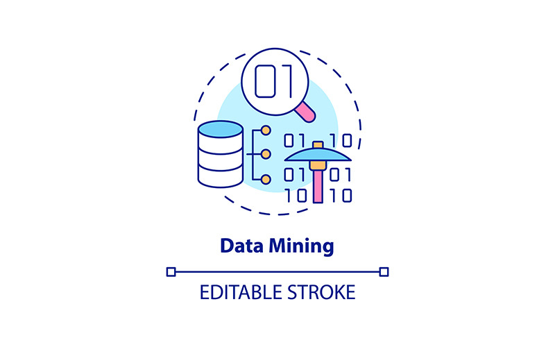 Data mining concept icon editable stroke Icon Set