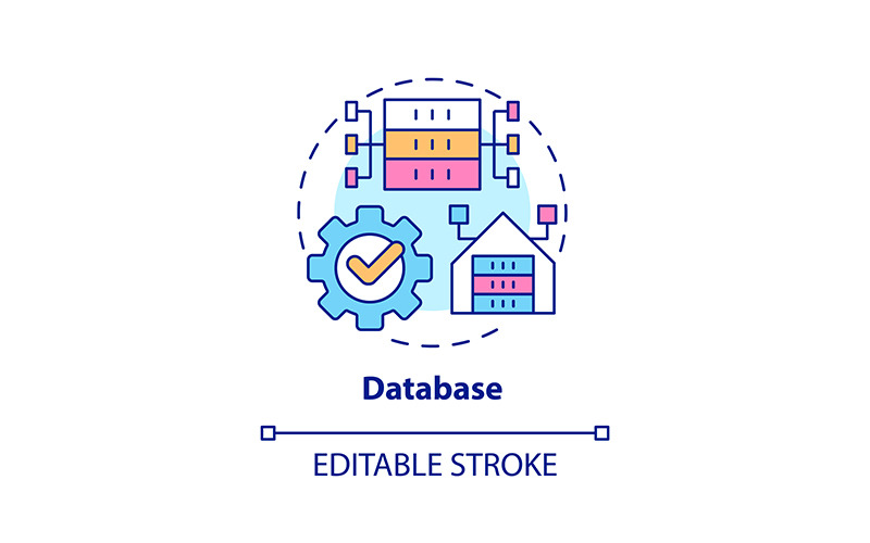Database concept icon editable stroke Icon Set
