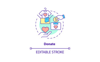 Donate concept icon editable stroke