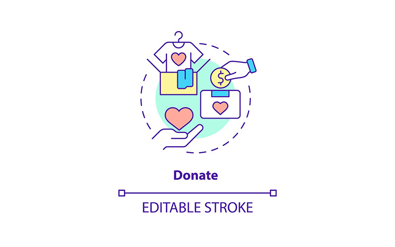 Donate concept icon editable stroke Icon Set