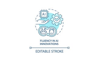 Fluency in AI innovations turquoise concept icon