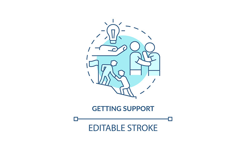 Getting support turquoise concept icon Icon Set