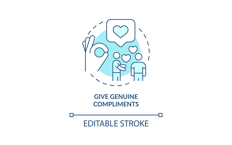 Give genuine compliments turquoise concept icon Icon Set