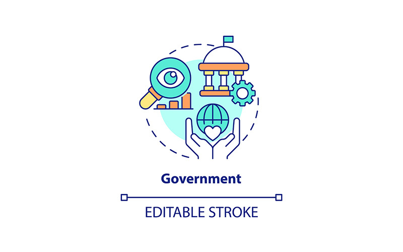 Government concept icon editable stroke Icon Set