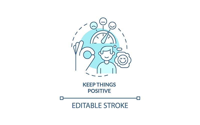 Keep things positive turquoise concept icon Icon Set