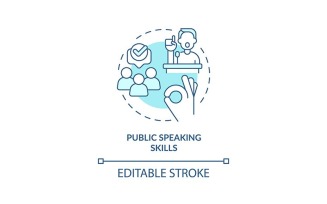 Public speaking skills turquoise concept icon