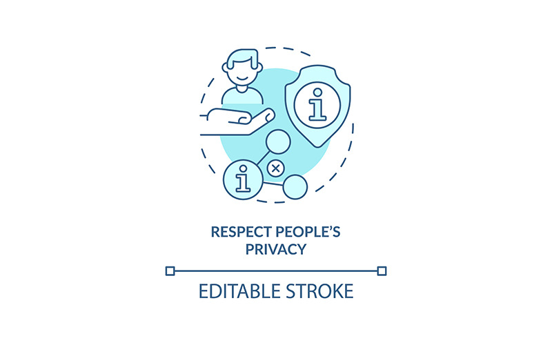 Respect people privacy turquoise concept icon Icon Set