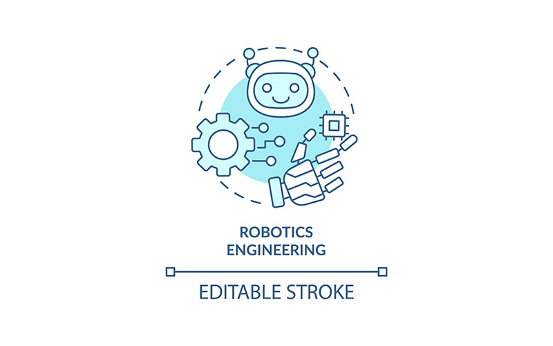 Robotics engineering turquoise concept icon Icon Set