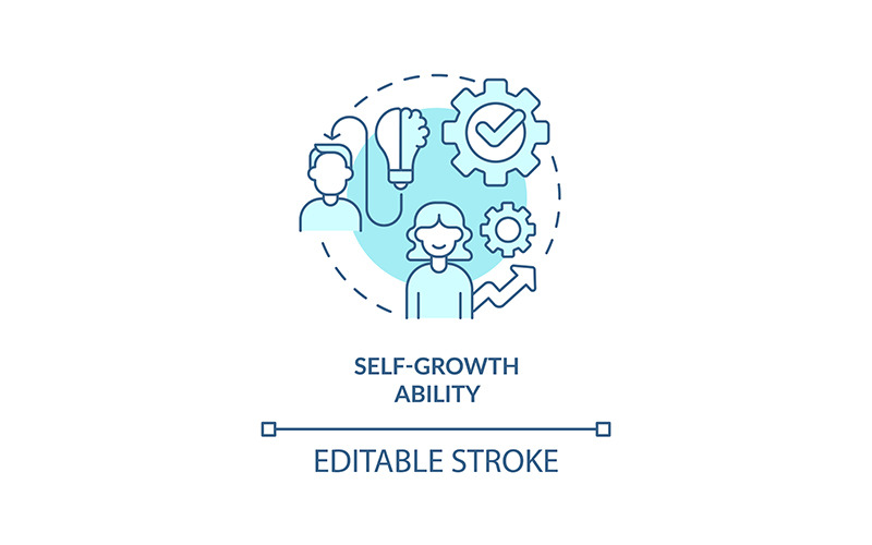 Self-growth ability turquoise concept icon Icon Set