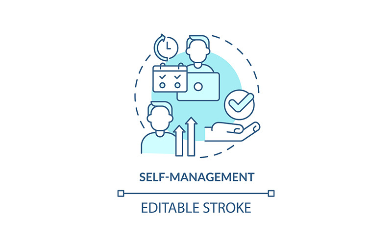 Self-management turquoise concept icon Icon Set
